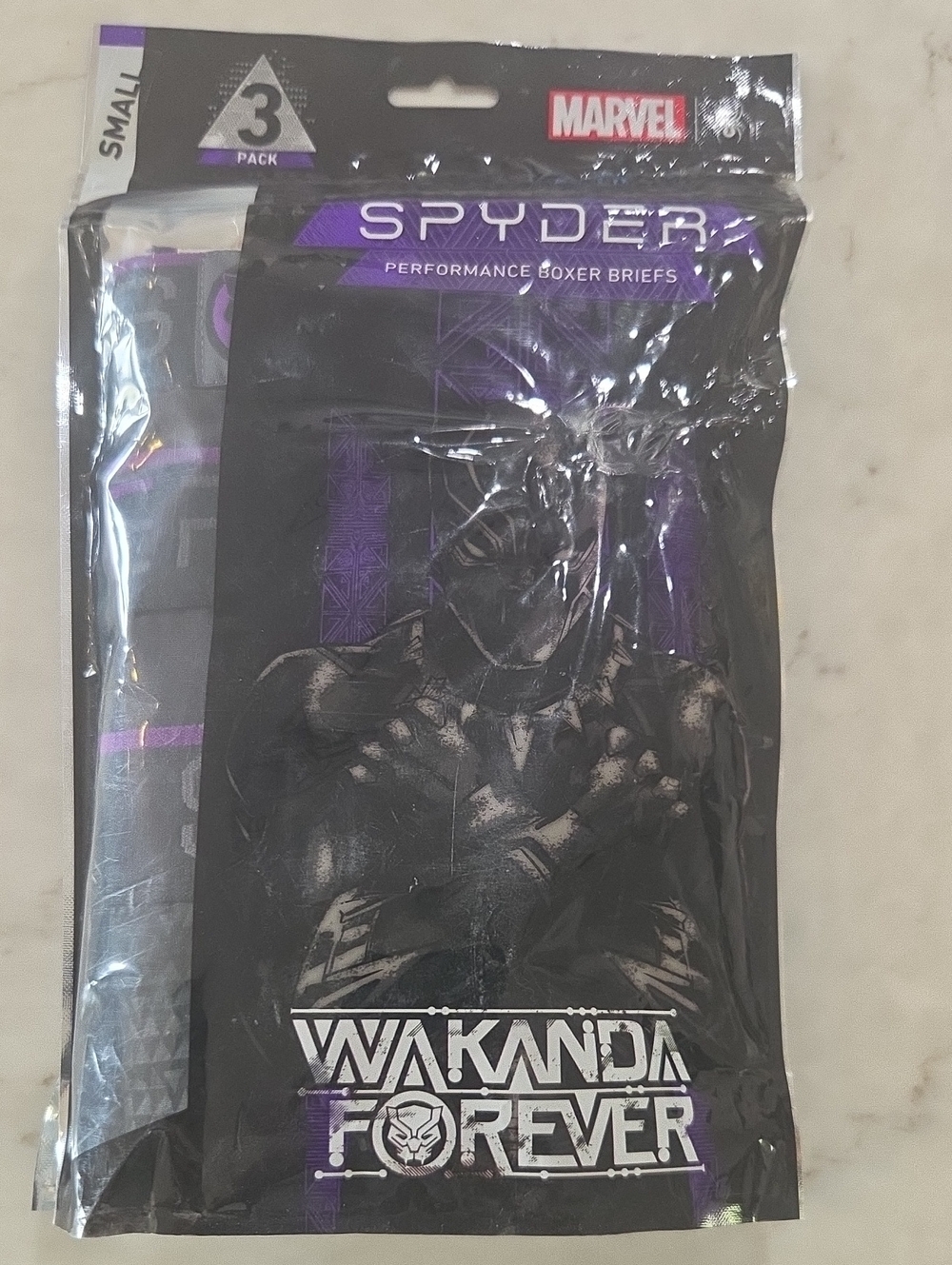 Spyder Marvel Wakanda Forever Performance Boxer Briefs - Black & Purple
